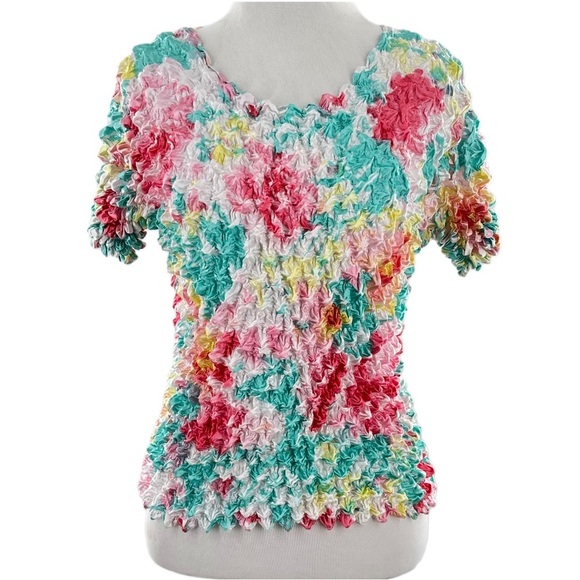 F.C top one size fits most multicolored 90s Y2K Popcorn Shirt 3/4 sleeve - Picture 1 of 10